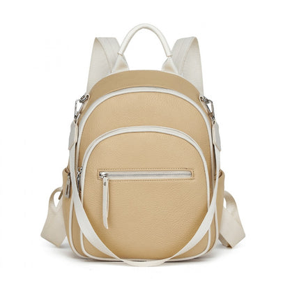 Miss Lulu PU Leather Convertible Backpack Crossbody Bag - Lightweight Anti-Theft Daypack with Multiple Pockets (BPM2453) - Yellow