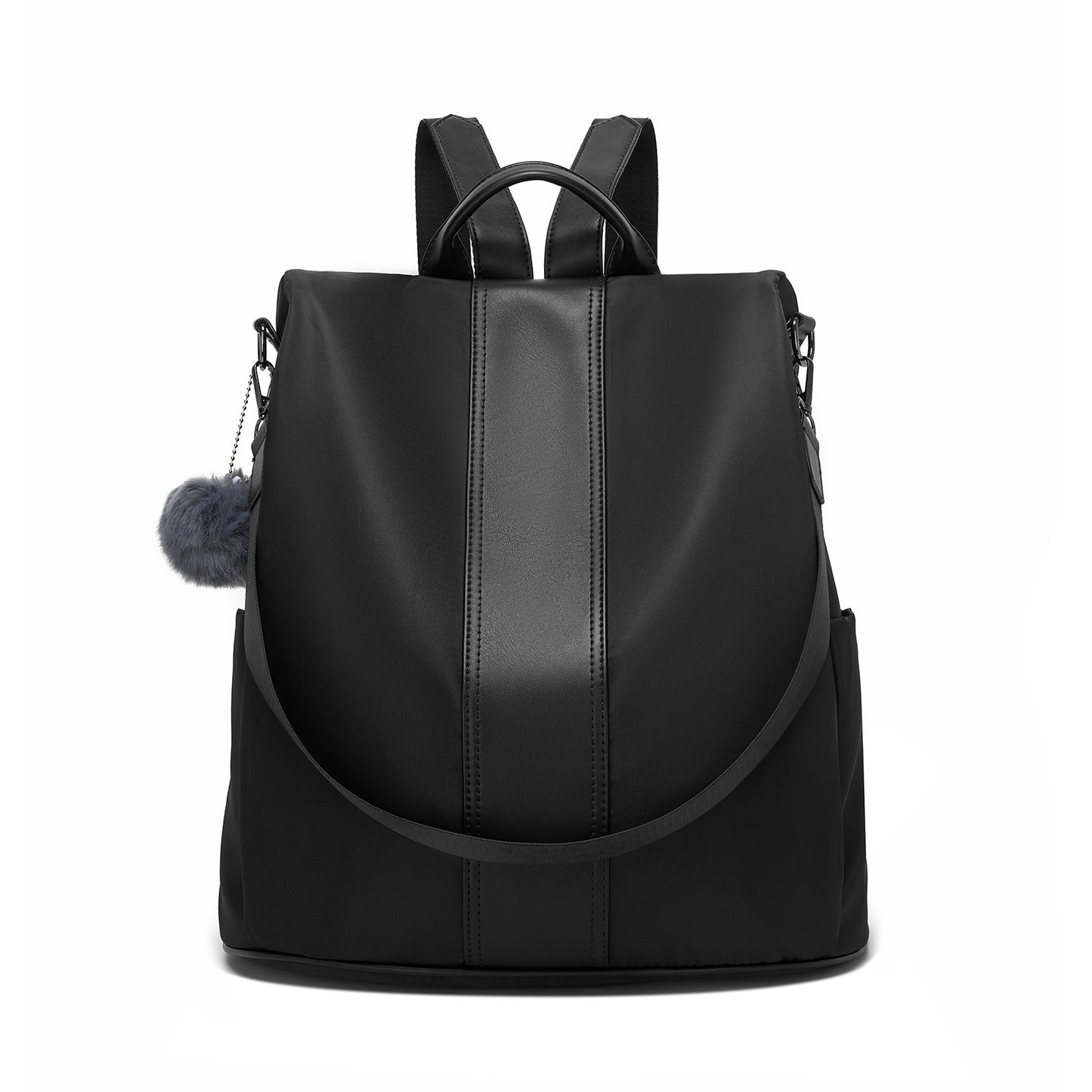 Miss Lulu Stylish Anti-Theft Convertible Backpack with Spacious Back-Zip Compartment for Commuting & Daily Use (BPM2516) - Black