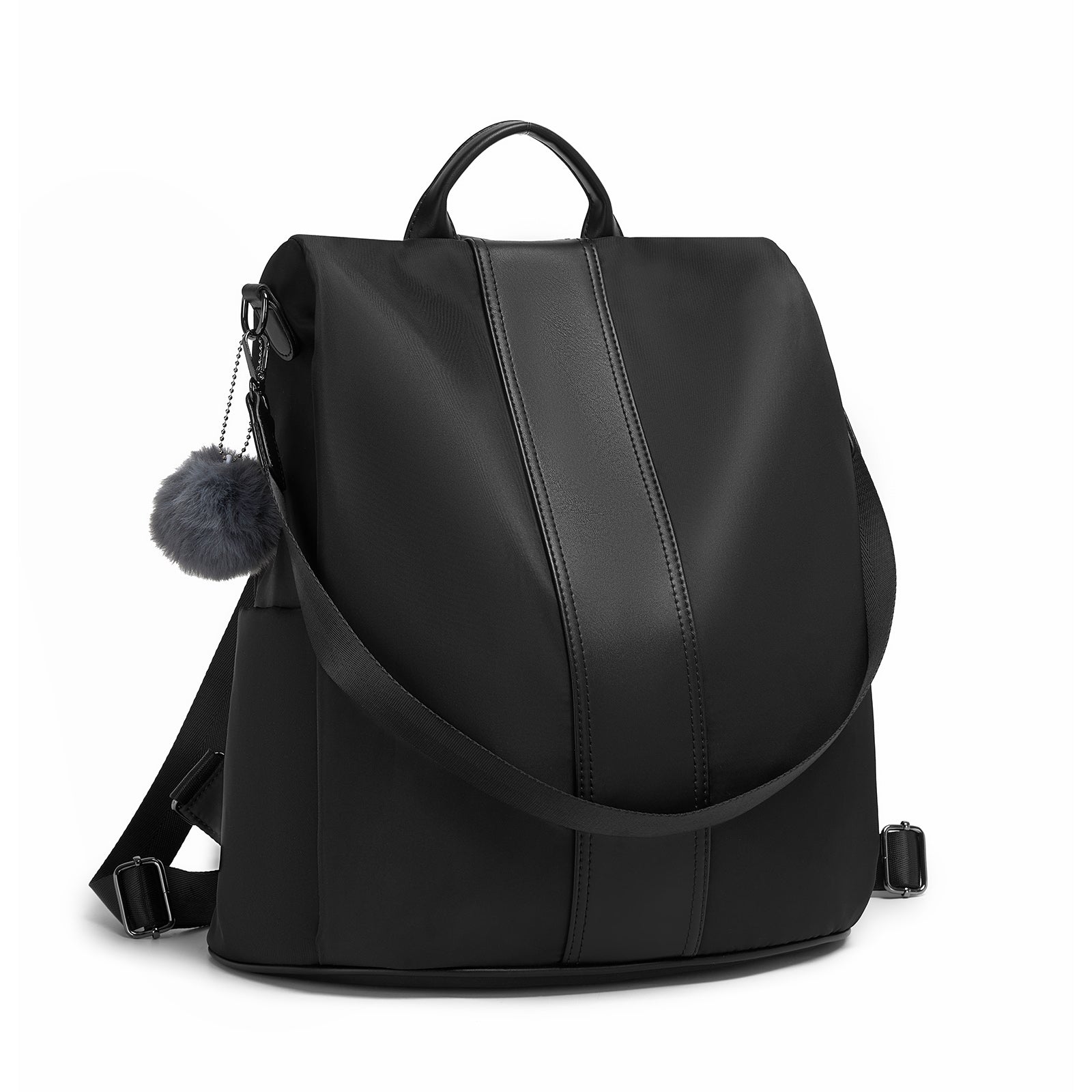 Miss Lulu Stylish Anti-Theft Convertible Backpack with Spacious Back-Zip Compartment for Commuting & Daily Use (BPM2516) - Black