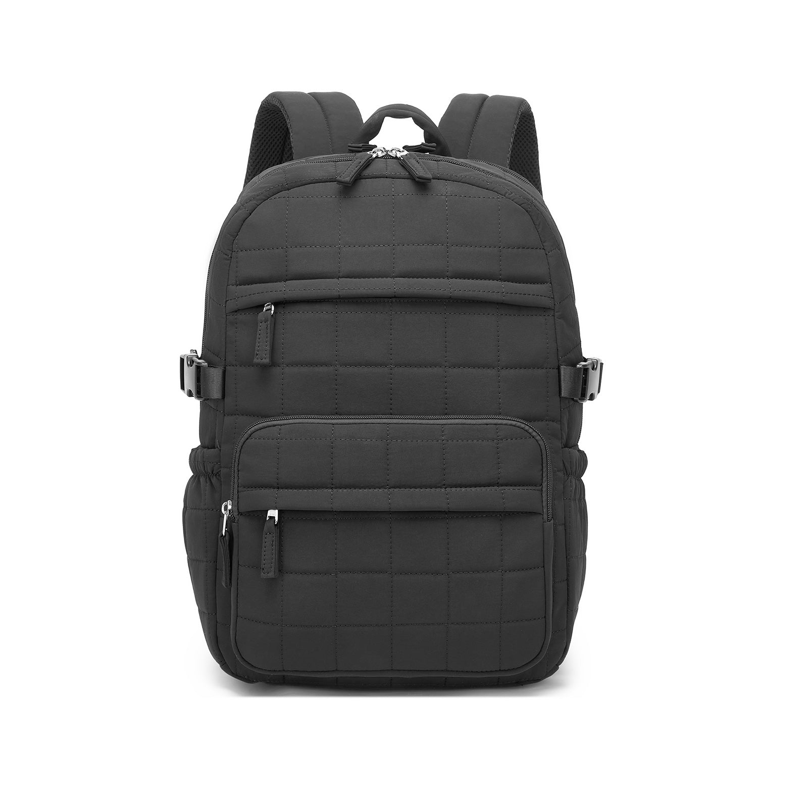 Miss Lulu Quilted Lightweight Backpack, Fits 15.6 Inch Notebook, Cabin Approved Underseat Carry On Bag (BPM2609) - Black