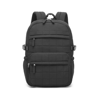 Miss Lulu Quilted Lightweight Backpack, Fits 15.6 Inch Notebook, Cabin Approved Underseat Carry On Bag (BPM2609) - Black