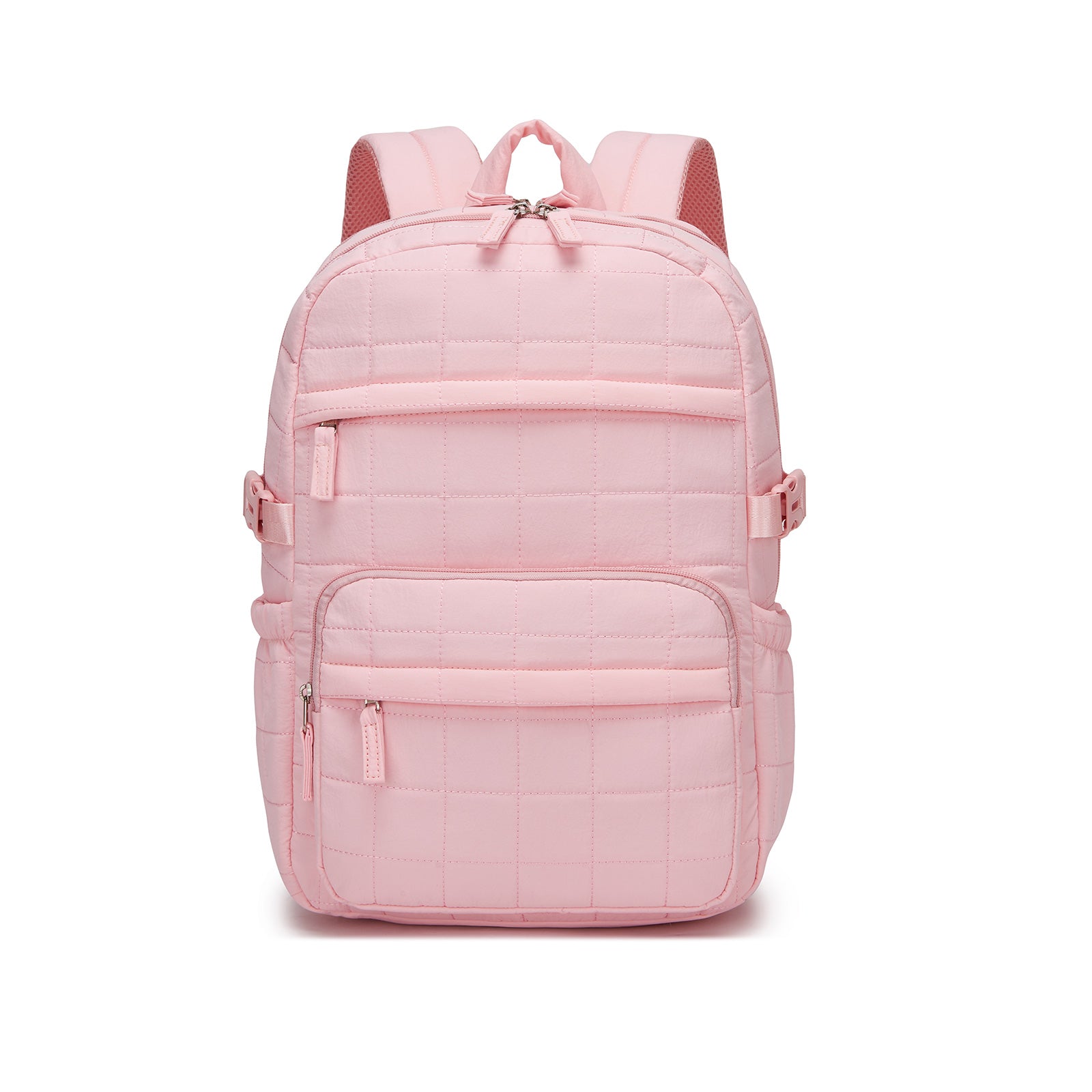 Miss Lulu Quilted Lightweight Backpack, Fits 15.6 Inch Notebook, Cabin Approved Underseat Carry On Bag (BPM2609) - Pink