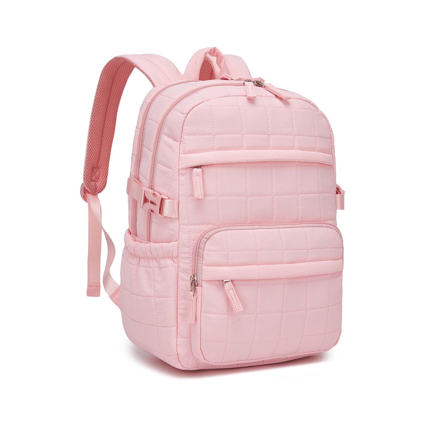 Miss Lulu Quilted Lightweight Backpack, Fits 15.6 Inch Notebook, Cabin Approved Underseat Carry On Bag (BPM2609) - Pink