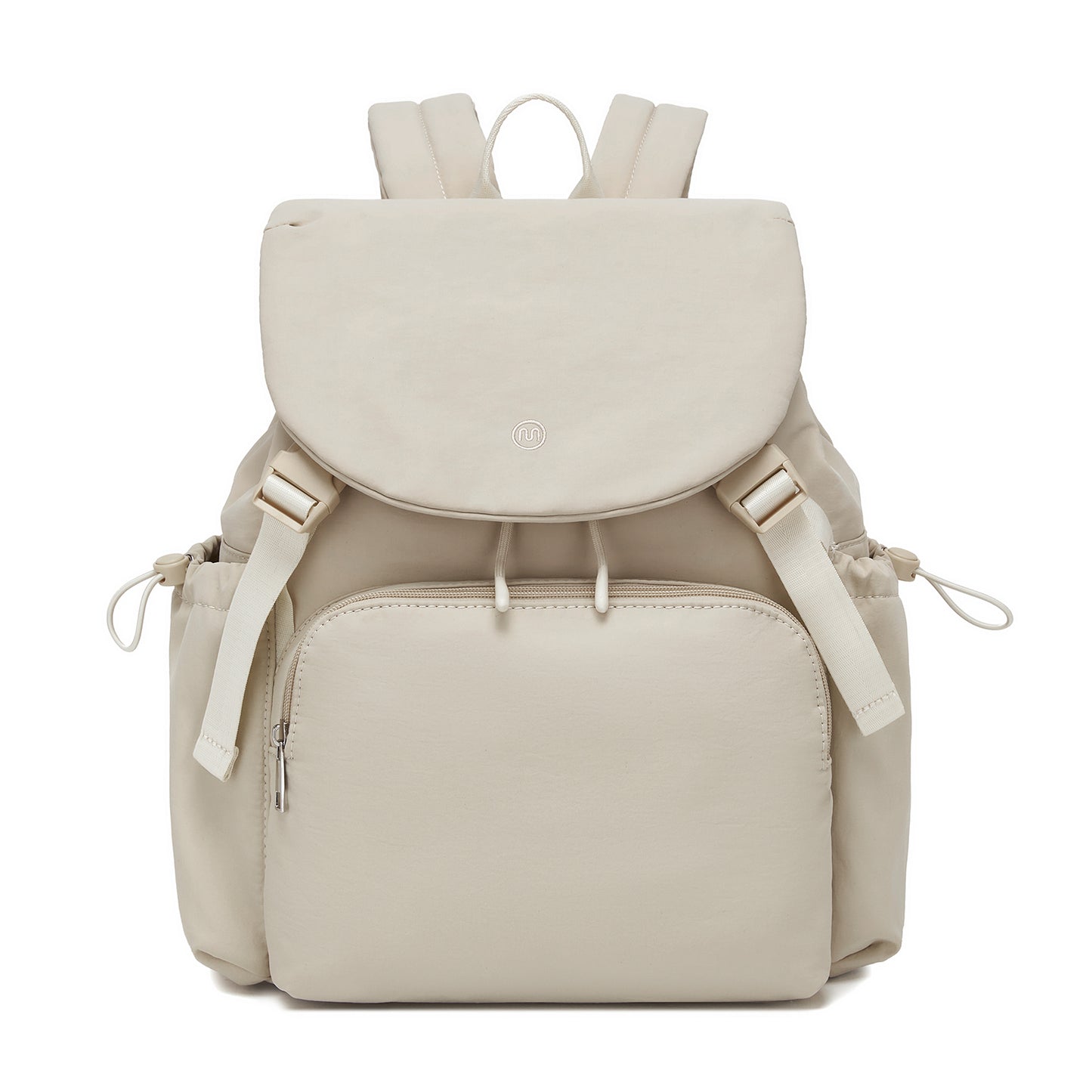 Miss Lulu Lightweight Nylon Drawstring Backpack – Casual Daily Rucksack with 13 Inch Laptop Sleeve for Travel & Commute (BPM2610) - Beige