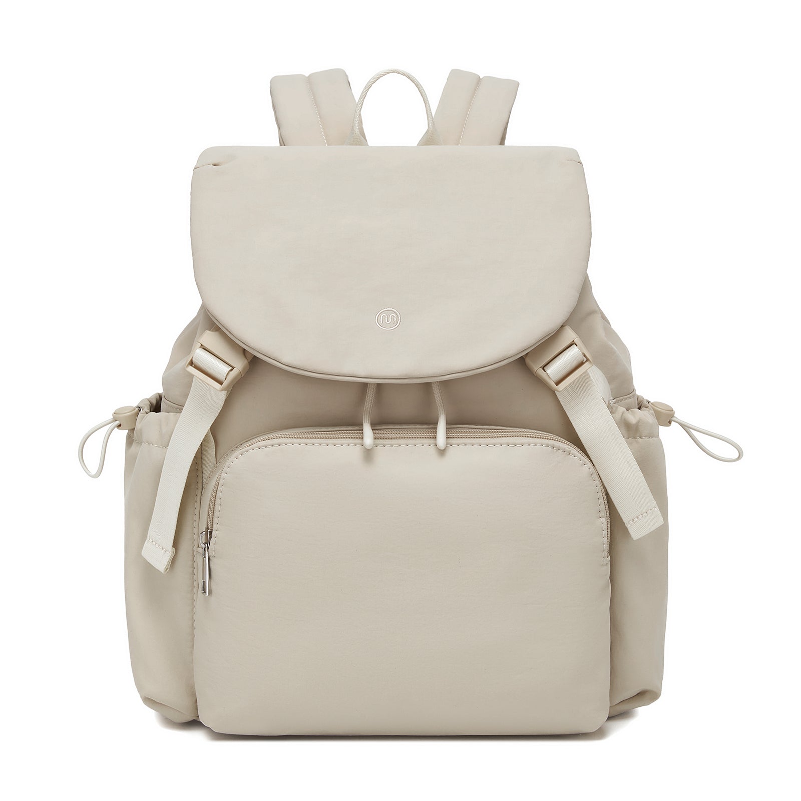 Miss Lulu Lightweight Nylon Drawstring Backpack – Casual Daily Rucksack with 13 Inch Laptop Sleeve for Travel & Commute (BPM2610) - Beige