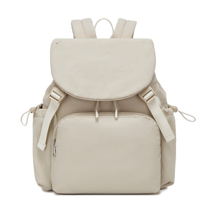 Miss Lulu Lightweight Nylon Drawstring Backpack – Casual Daily Rucksack with 13 Inch Laptop Sleeve for Travel & Commute (BPM2610) - Beige