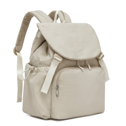 Miss Lulu Lightweight Nylon Drawstring Backpack – Casual Daily Rucksack with 13 Inch Laptop Sleeve for Travel & Commute (BPM2610) - Beige