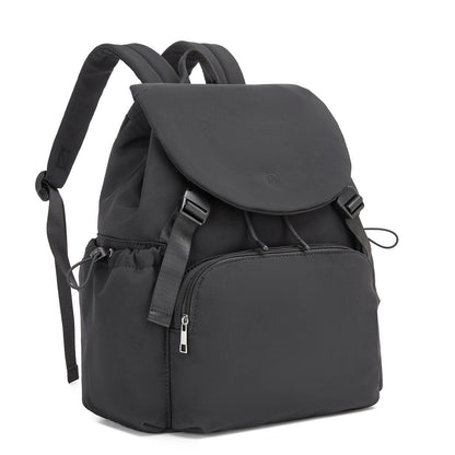 Miss Lulu Lightweight Nylon Drawstring Backpack – Casual Daily Rucksack with 13 Inch Laptop Sleeve for Travel & Commute (BPM2610) - Black