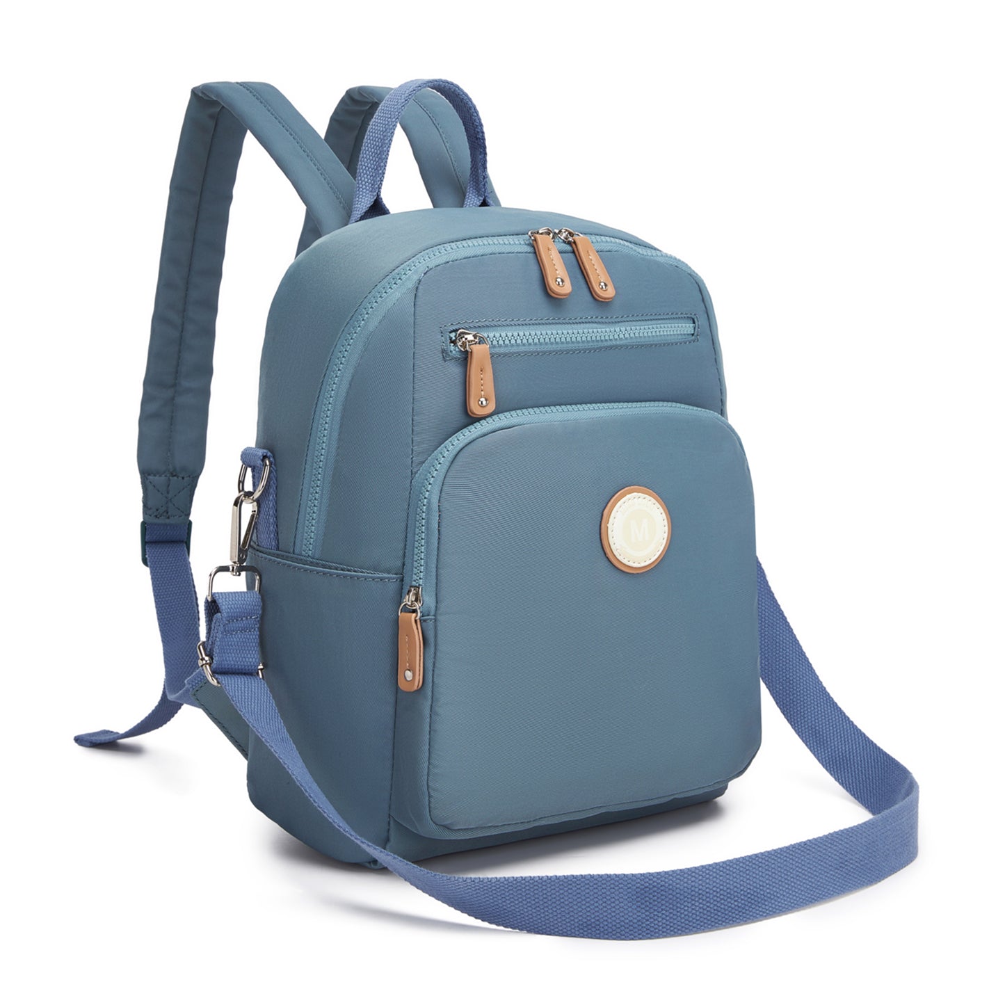 Miss Lulu Women's Backpack, Water-Resistant Nylon Convertible Shoulder and Crossbody Bag for Travel Work (BPM2617) - Blue