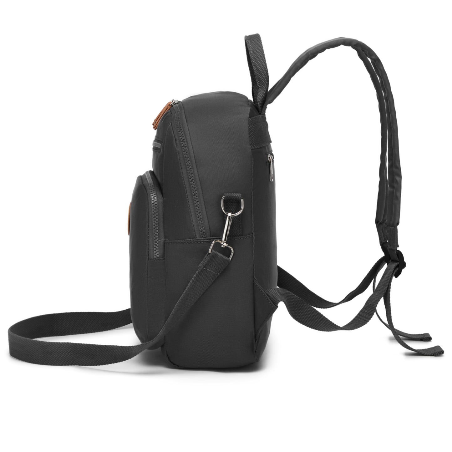 Miss Lulu Women's Backpack, Water-Resistant Nylon Convertible Shoulder and Crossbody Bag for Travel Work (BPM2617) - Black