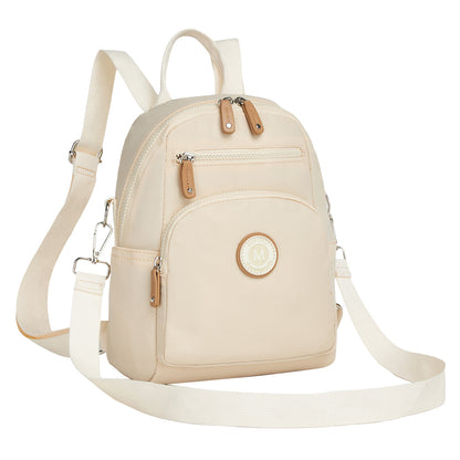Miss Lulu 3-in-1 Convertible Backpack with Removable Long Strap - Wear as Backpack, Shoulder or Crossbody Bag (BPM2651) - Beige