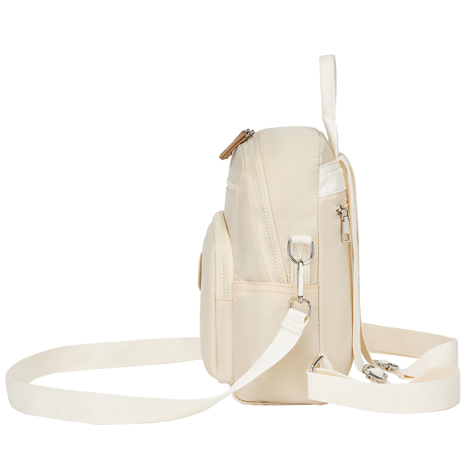 Miss Lulu 3-in-1 Convertible Backpack with Removable Long Strap - Wear as Backpack, Shoulder or Crossbody Bag (BPM2651) - Beige
