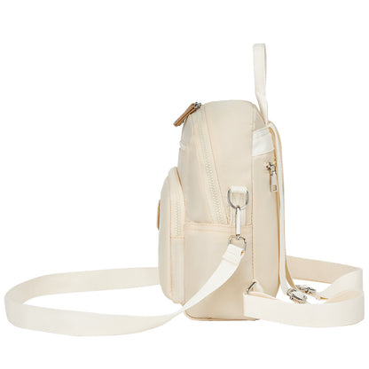 Miss Lulu 3-in-1 Convertible Backpack with Removable Long Strap - Wear as Backpack, Shoulder or Crossbody Bag (BPM2651) - Beige
