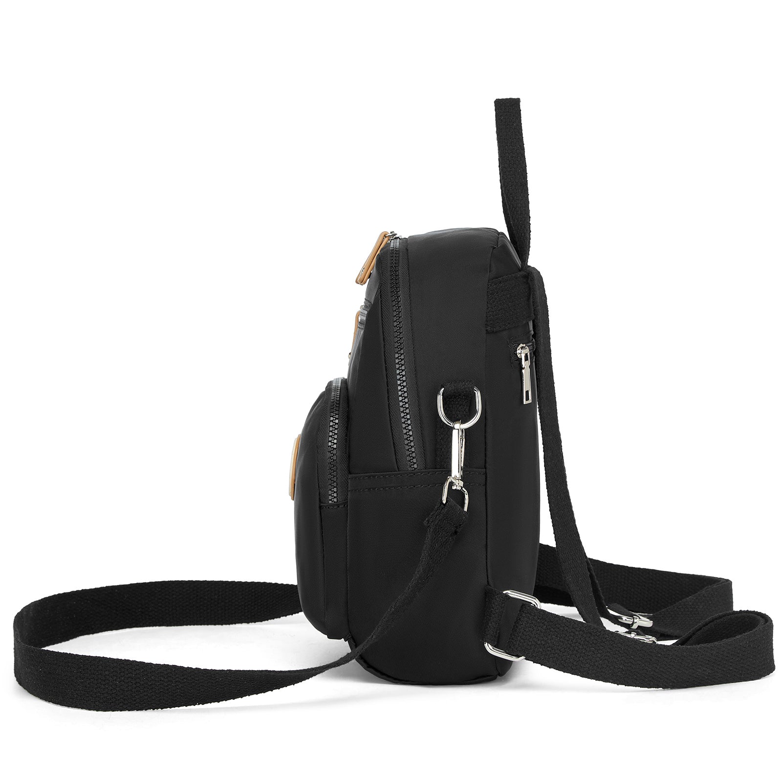 Miss Lulu 3-in-1 Convertible Backpack with Removable Long Strap - Wear as Backpack, Shoulder or Crossbody Bag (BPM2651) - Black