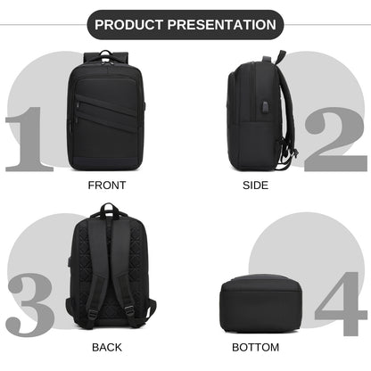 Premium Laptop Backpack, 15.6 Inch USB Charging Backpack with Padded Laptop Sleeve, Ideal for Work and Commuting (BPS2603) - Black