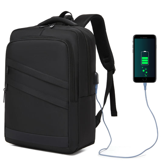 Premium Laptop Backpack, 15.6 Inch USB Charging Backpack with Padded Laptop Sleeve, Ideal for Work and Commuting (BPS2603) - Black