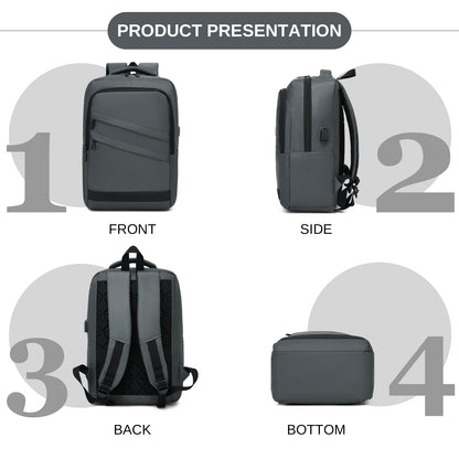 Premium Laptop Backpack, 15.6 Inch USB Charging Backpack with Padded Laptop Sleeve, Ideal for Work and Commuting (BPS2603) - Grey