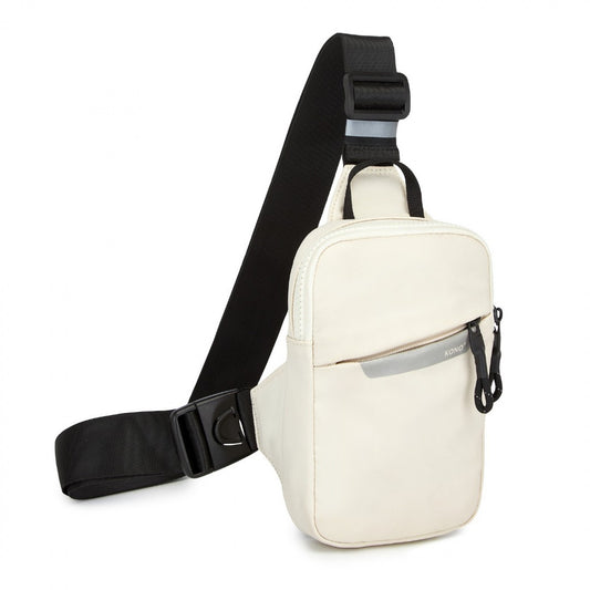 Kono Lightweight Crossbody Sling Bag with Adjustable Strap Multiple Pockets for Travel and Everyday Use (CEK2445) - Beige