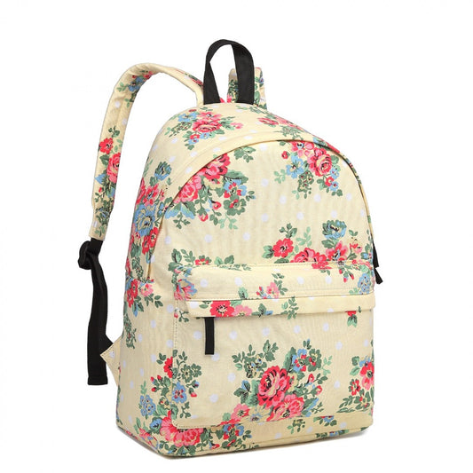 Miss Lulu Large Backpack Flower Polka Dot (E1401F) - Beige