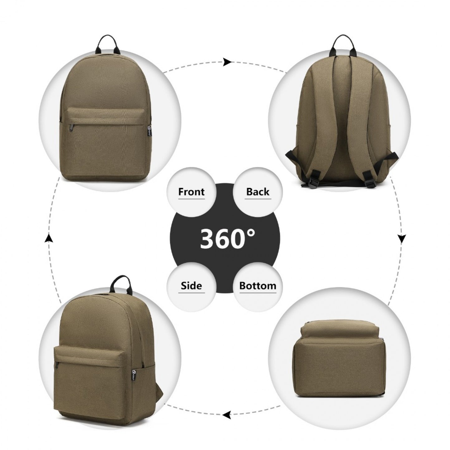 Kono Durable Polyester Everyday Backpack With Sleek Design (E1930) - Brown