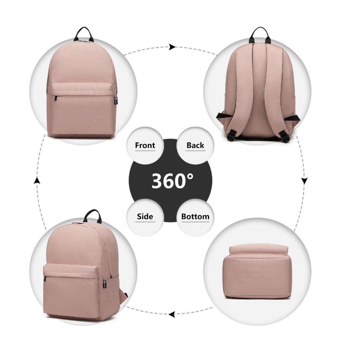 Kono Durable Polyester Everyday Backpack With Sleek Design (E1930) - Pink