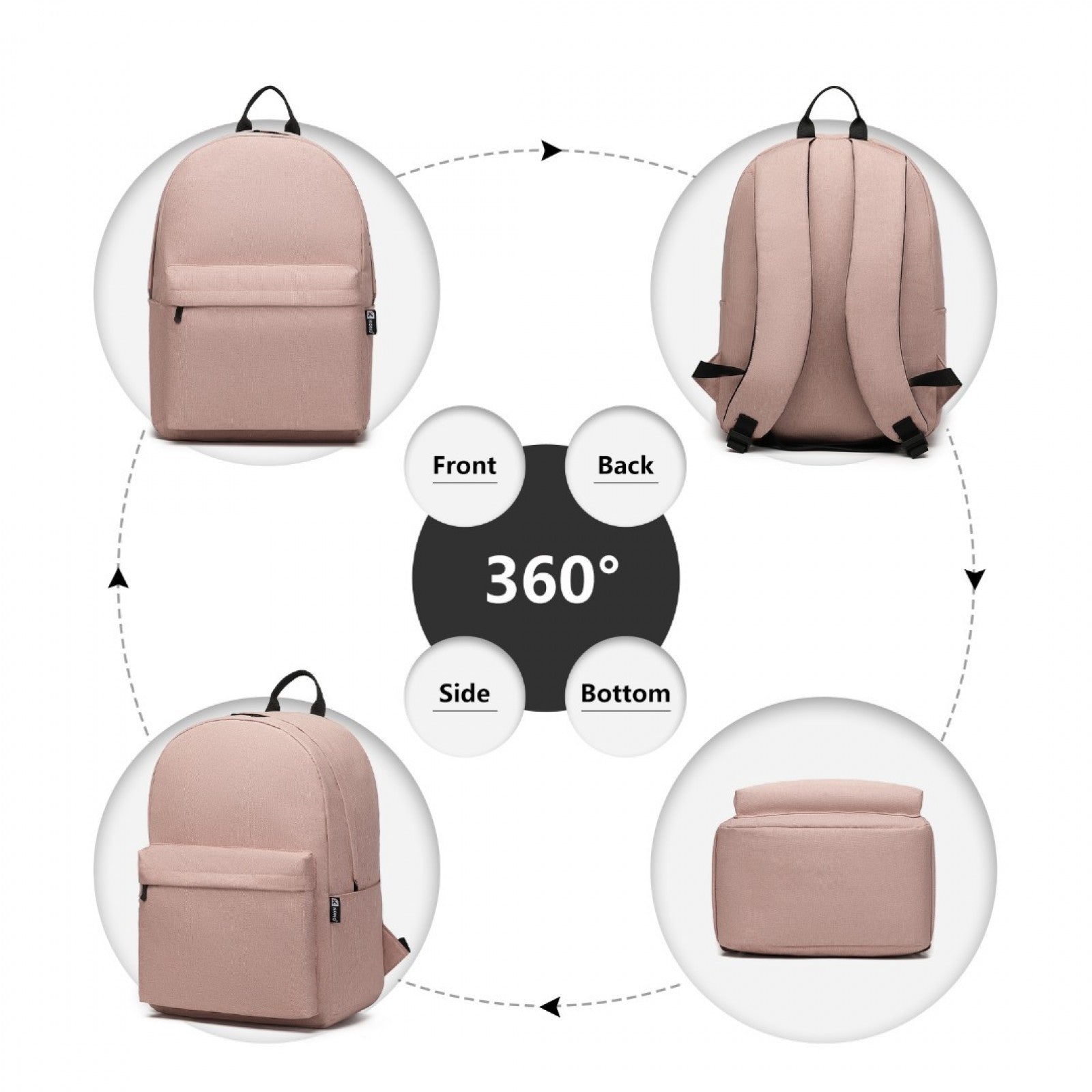 Kono Durable Polyester Everyday Backpack With Sleek Design (E1930) - Pink