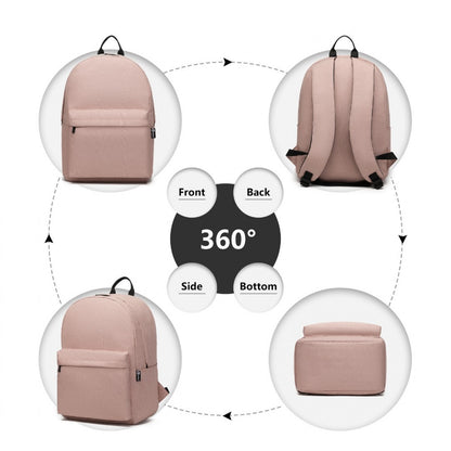 Kono Durable Polyester Everyday Backpack With Sleek Design (E1930) - Pink