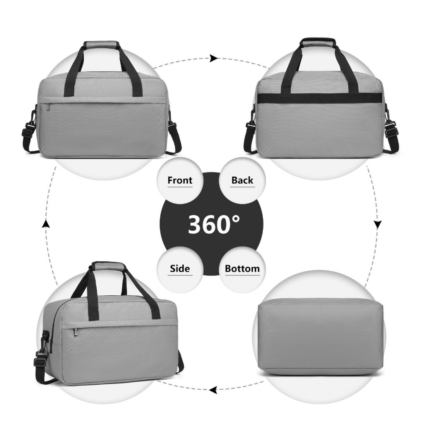 Kono Lightweight Multi Purpose Unisex Sports Travel Duffel Bag (E1960M) - Grey