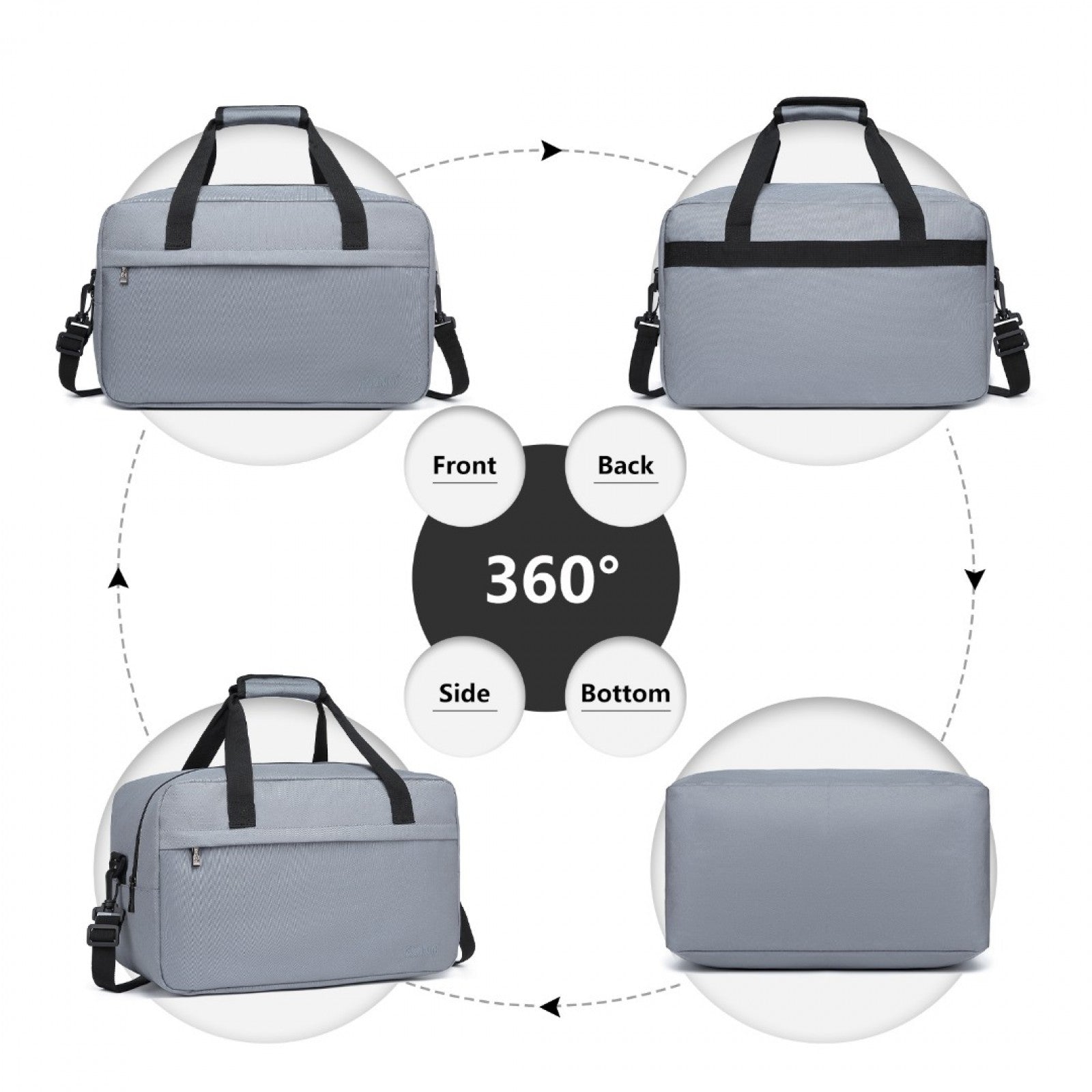 Kono Lightweight Multi Purpose Unisex Sports Travel Duffel Bag (E1960M) - Light Grey