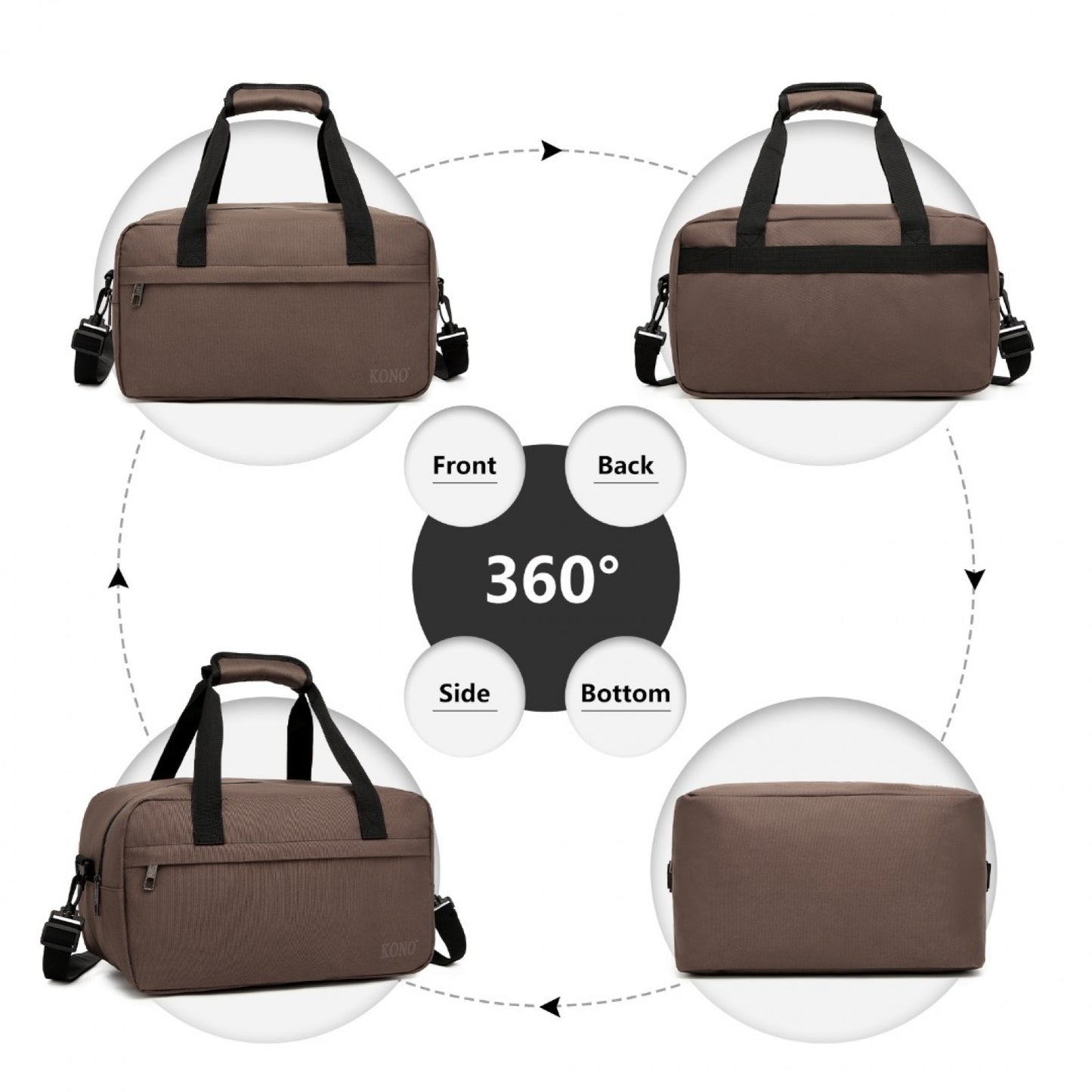 Kono Lightweight Multi Purpose Unisex Sports Travel Duffel Bag (E1960S) - Brown