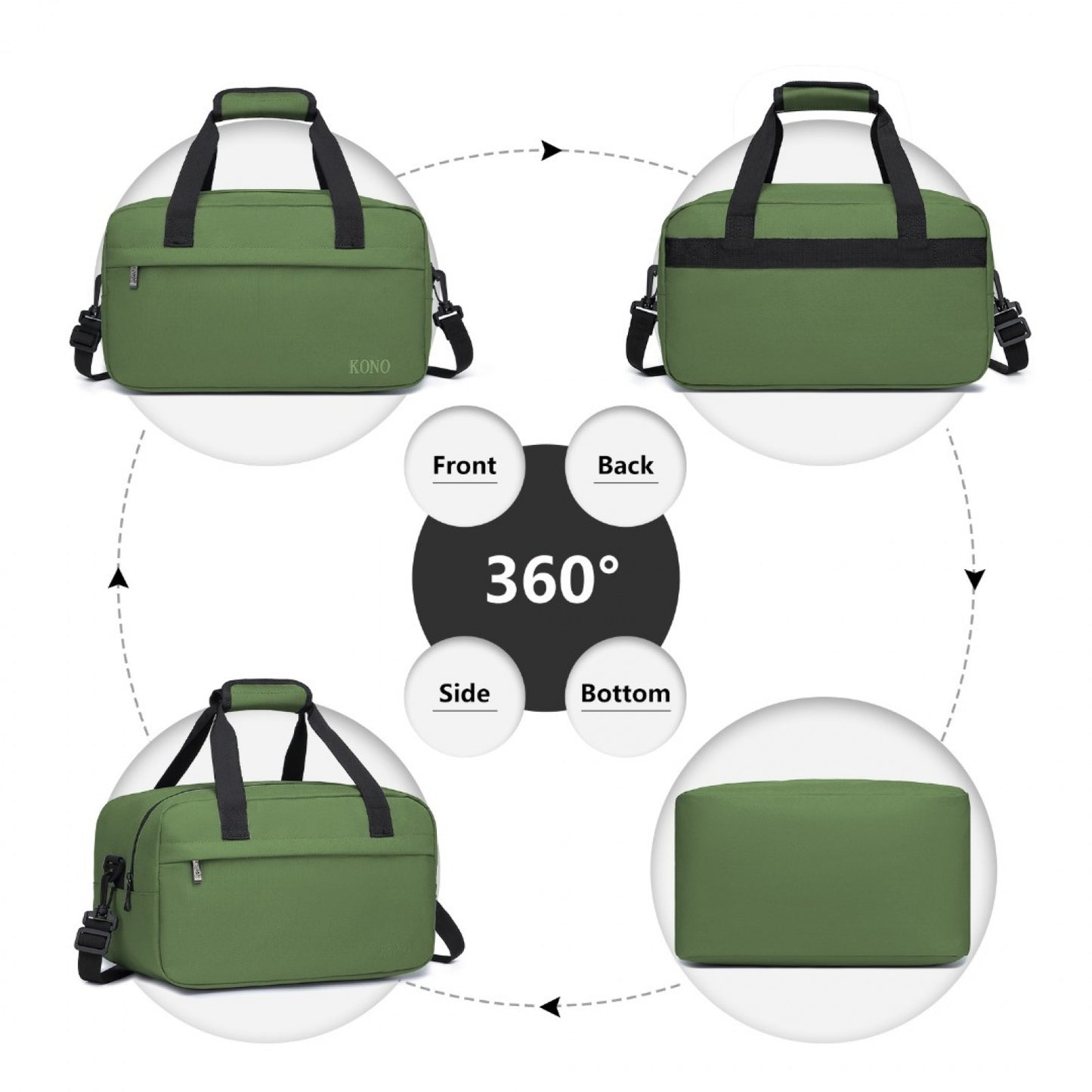 Kono Lightweight Multi Purpose Unisex Sports Travel Duffel Bag (E1960S) - Green