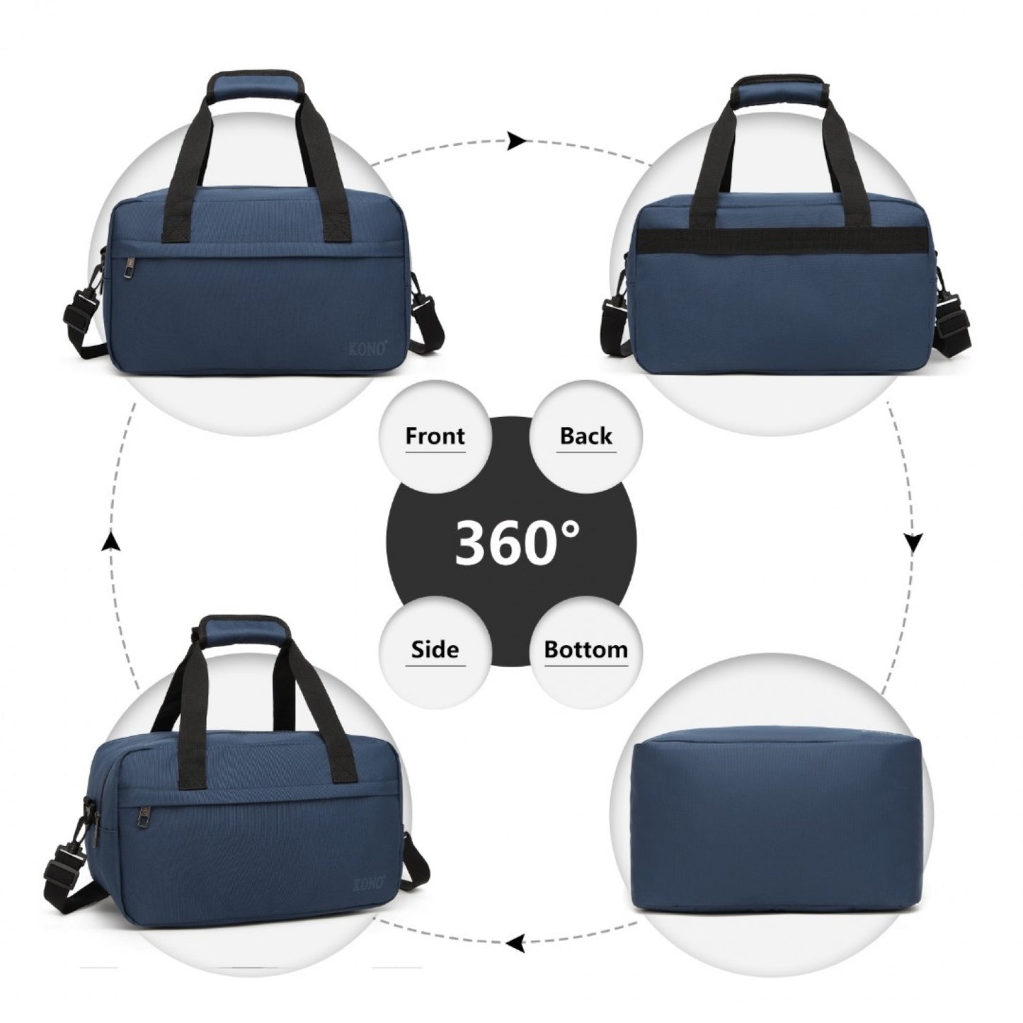 Kono Lightweight Multi Purpose Unisex Sports Travel Duffel Bag (E1960S) - Navy