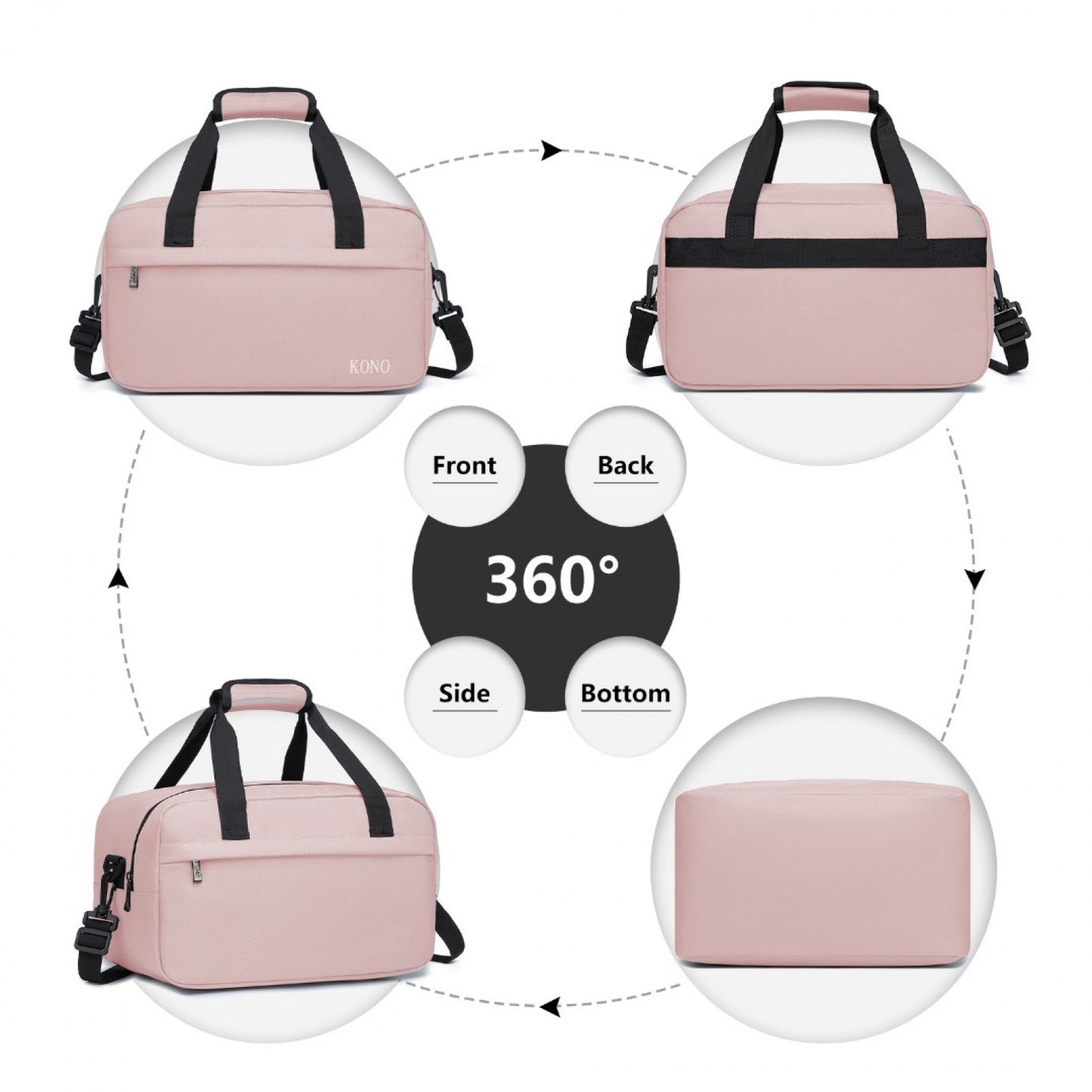 Kono Lightweight Multi Purpose Unisex Sports Travel Duffel Bag (E1960S) - Pink