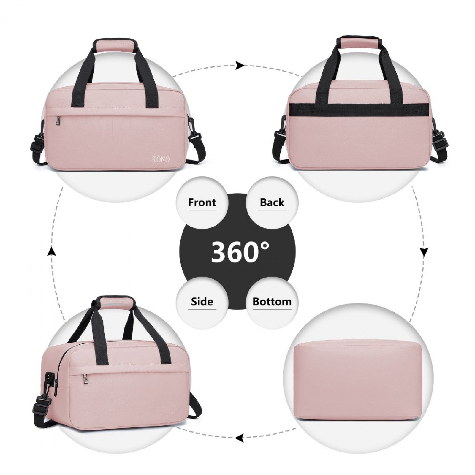 Kono Lightweight Multi Purpose Unisex Sports Travel Duffel Bag (E1960S) - Pink