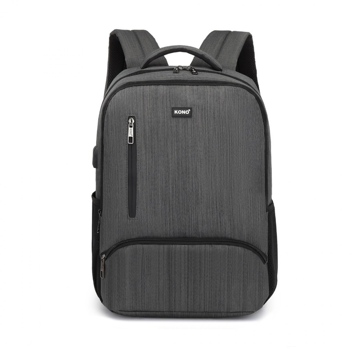 Kono Multi Compartment Backpack with USB Connectivity (E1978) - Grey