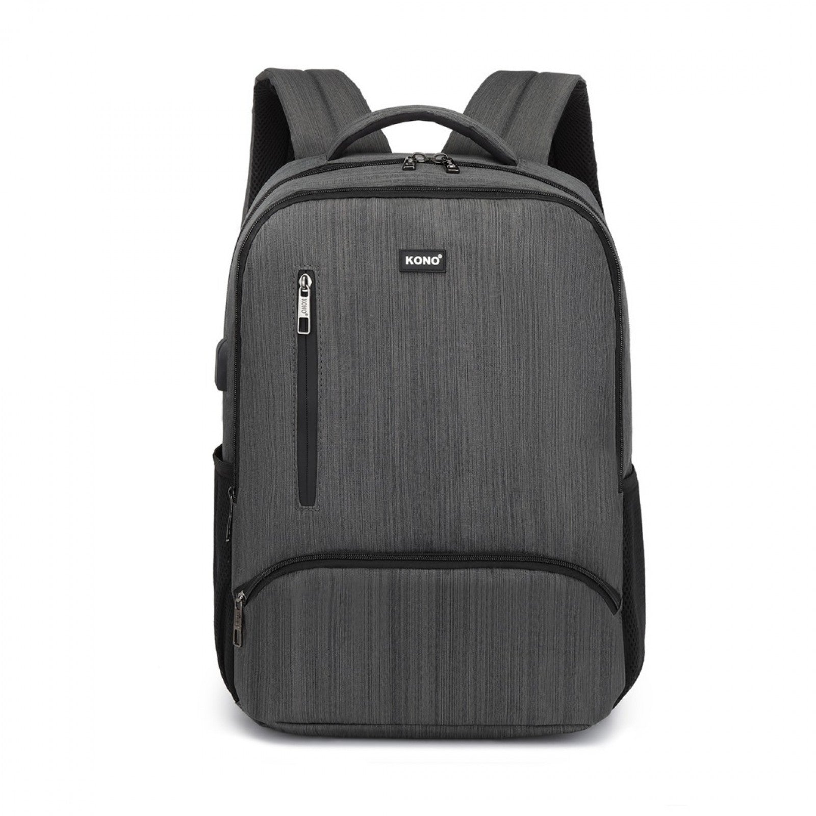 Kono Multi Compartment Backpack with USB Connectivity (E1978) - Grey