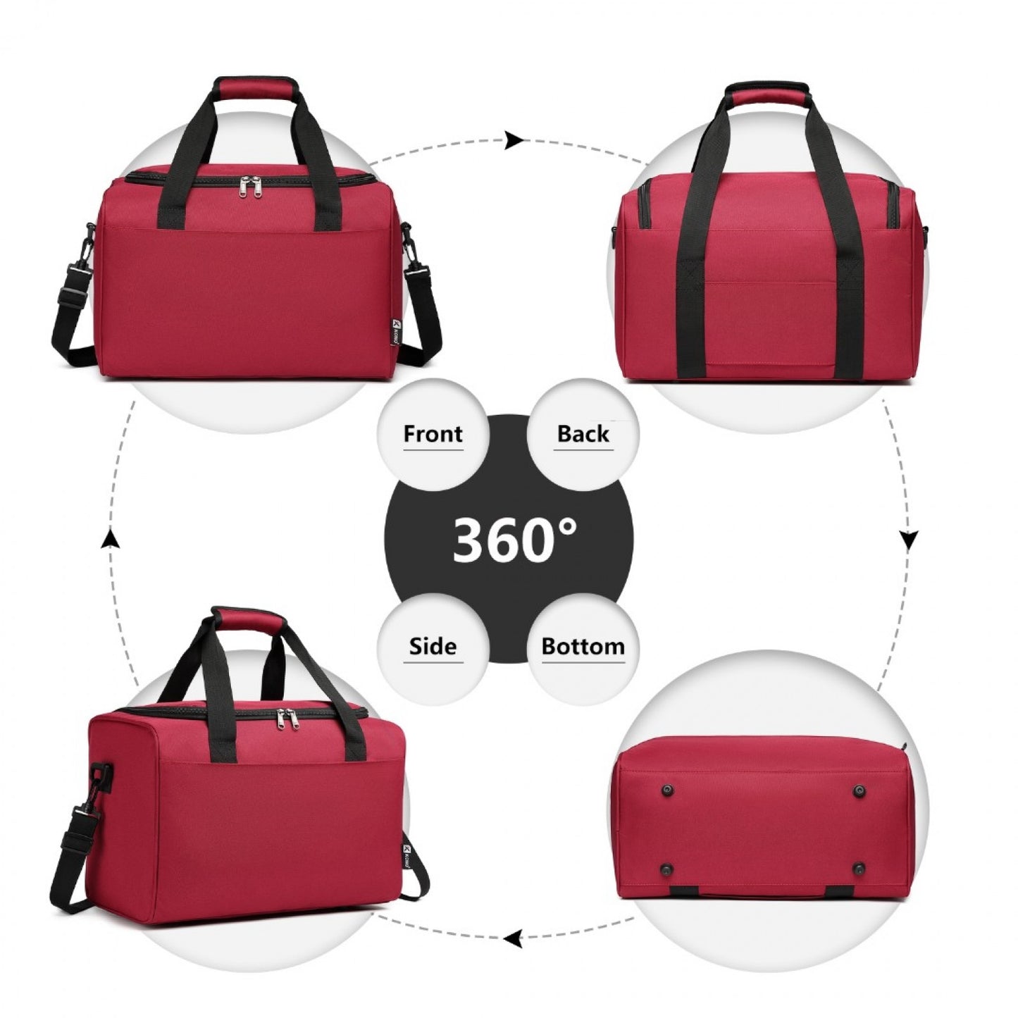 Kono Structured Travel Duffle Bag (E2016S) - Burgundy