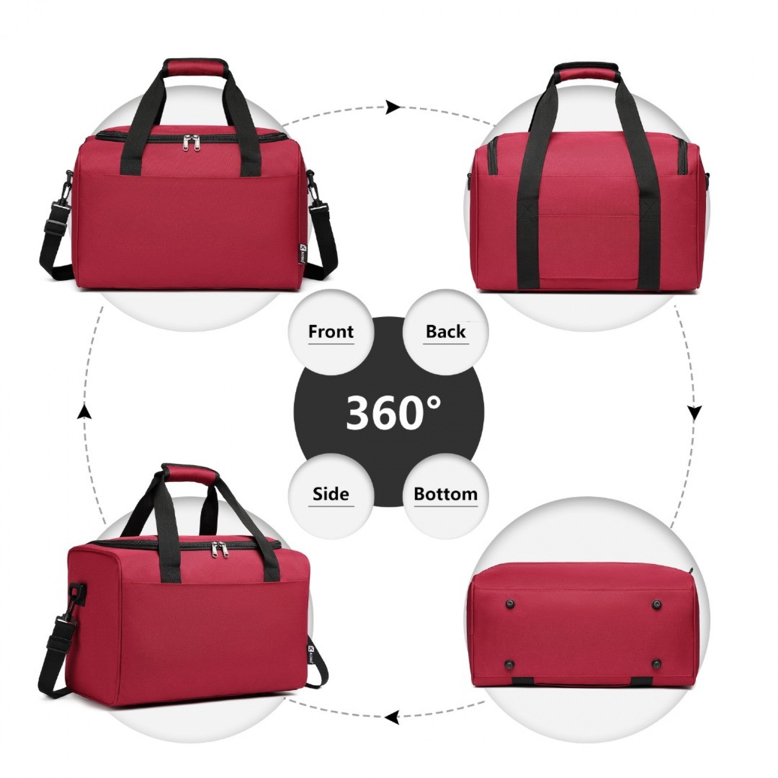 Kono Structured Travel Duffle Bag (E2016S) - Burgundy