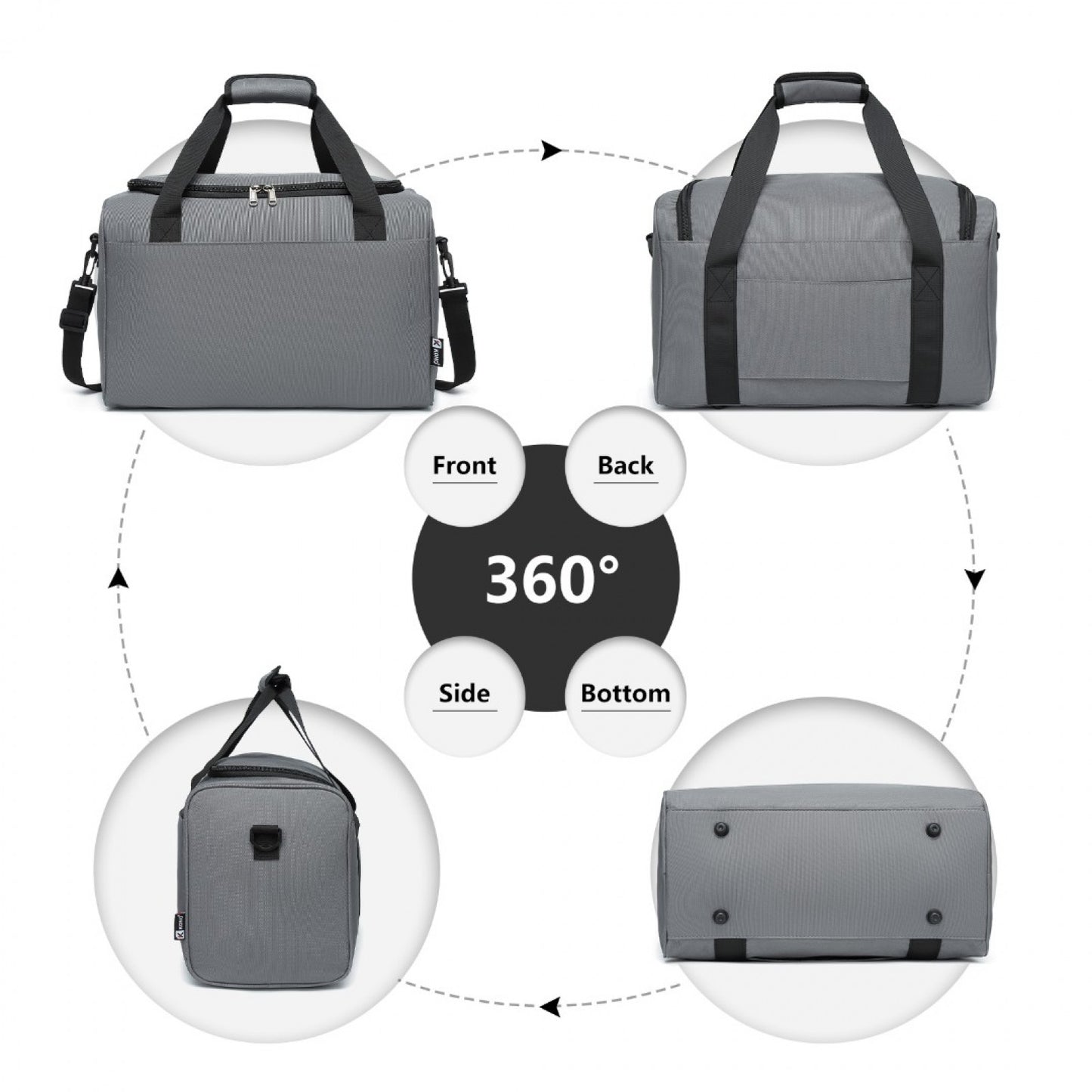 Kono Structured Travel Duffle Bag (E2016S) - Grey