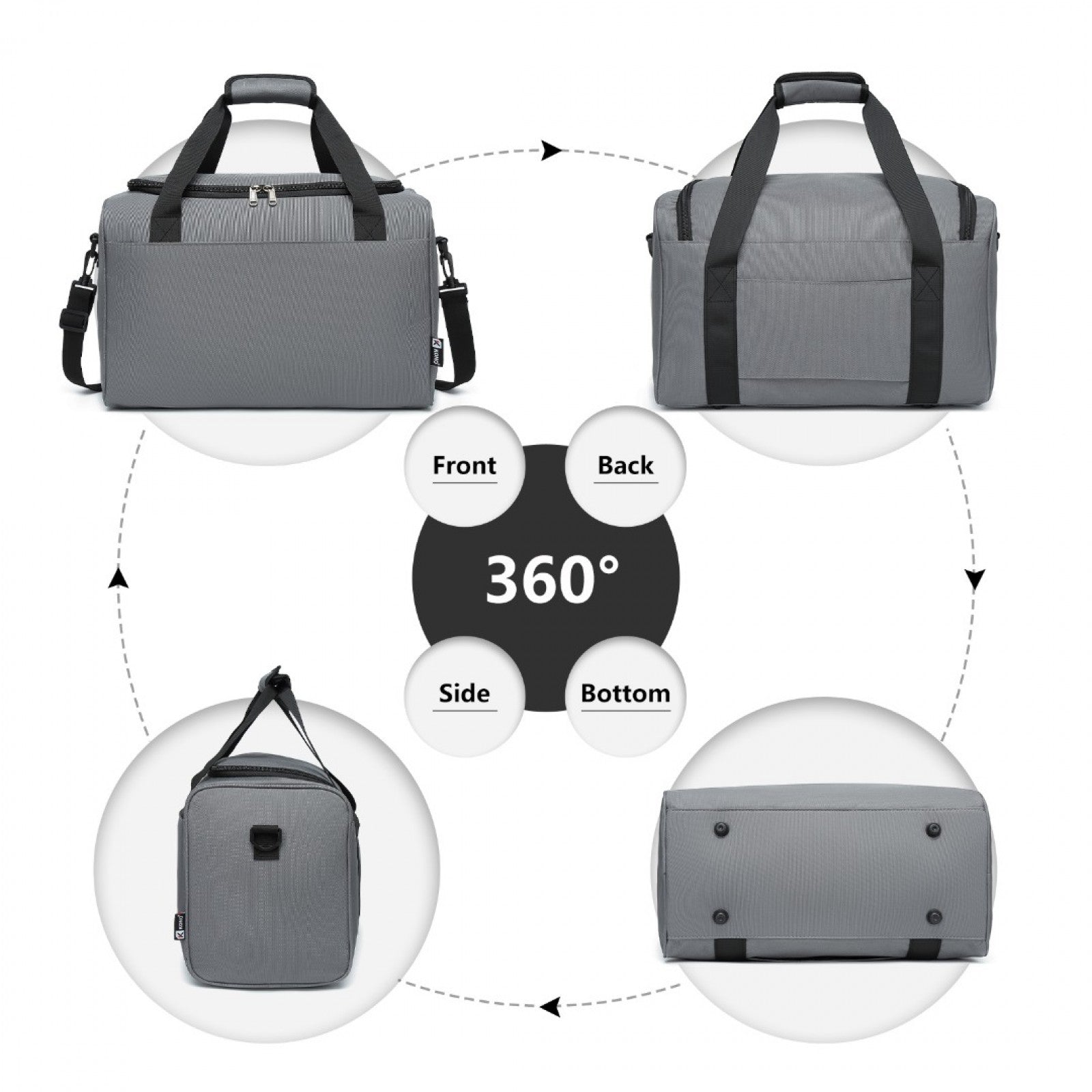 Kono Structured Travel Duffle Bag (E2016S) - Grey