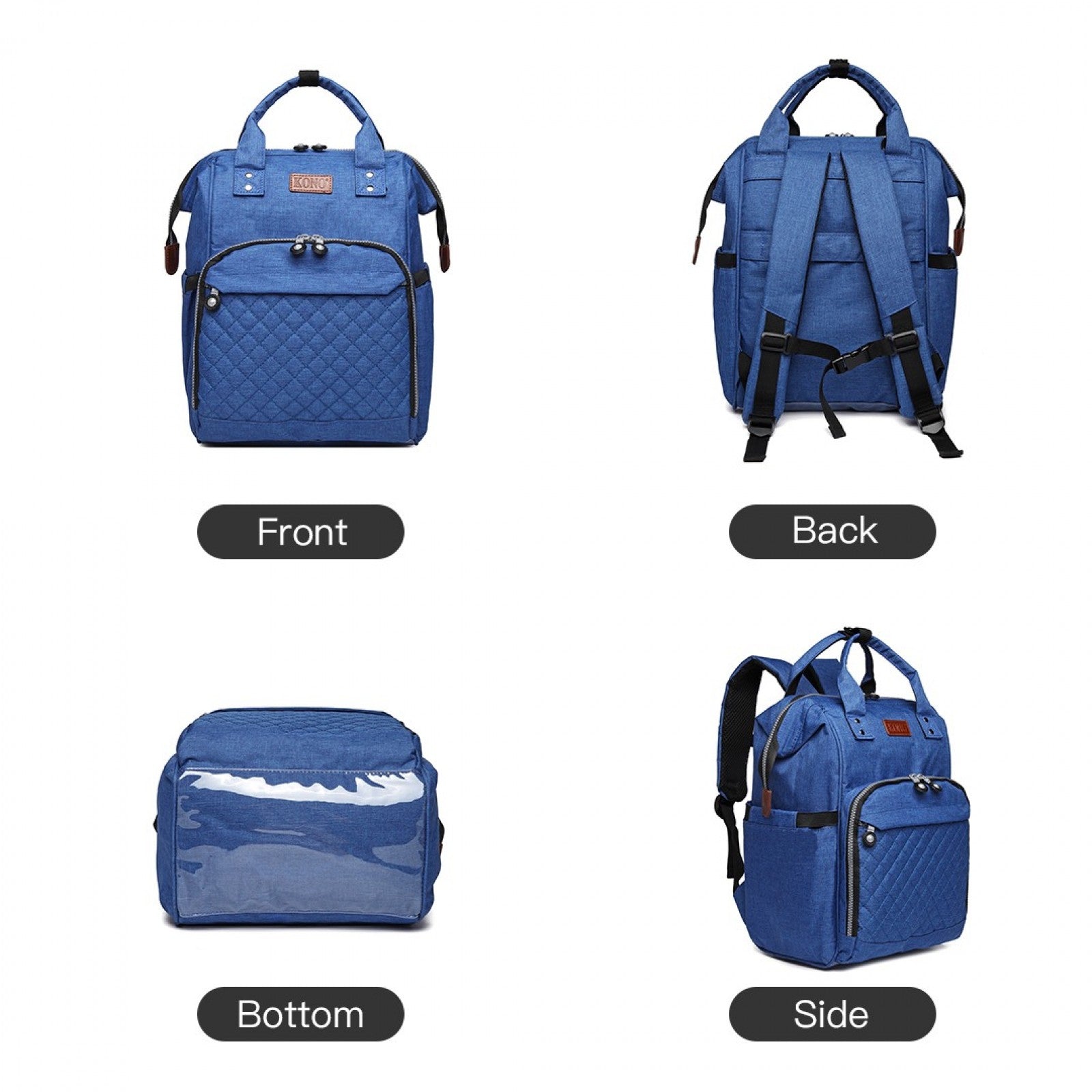 Kono Wide Open Designed Baby Diaper Changing Backpack (E6705) - Blue
