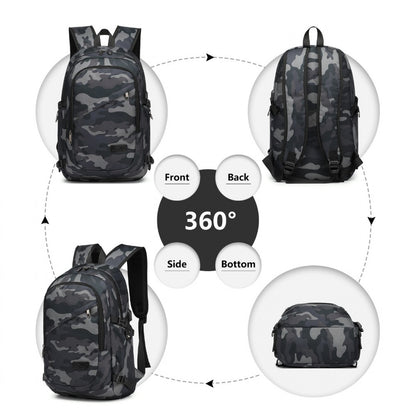 Kono Business Laptop Backpack with USB Charging Port (E6715) - Camo