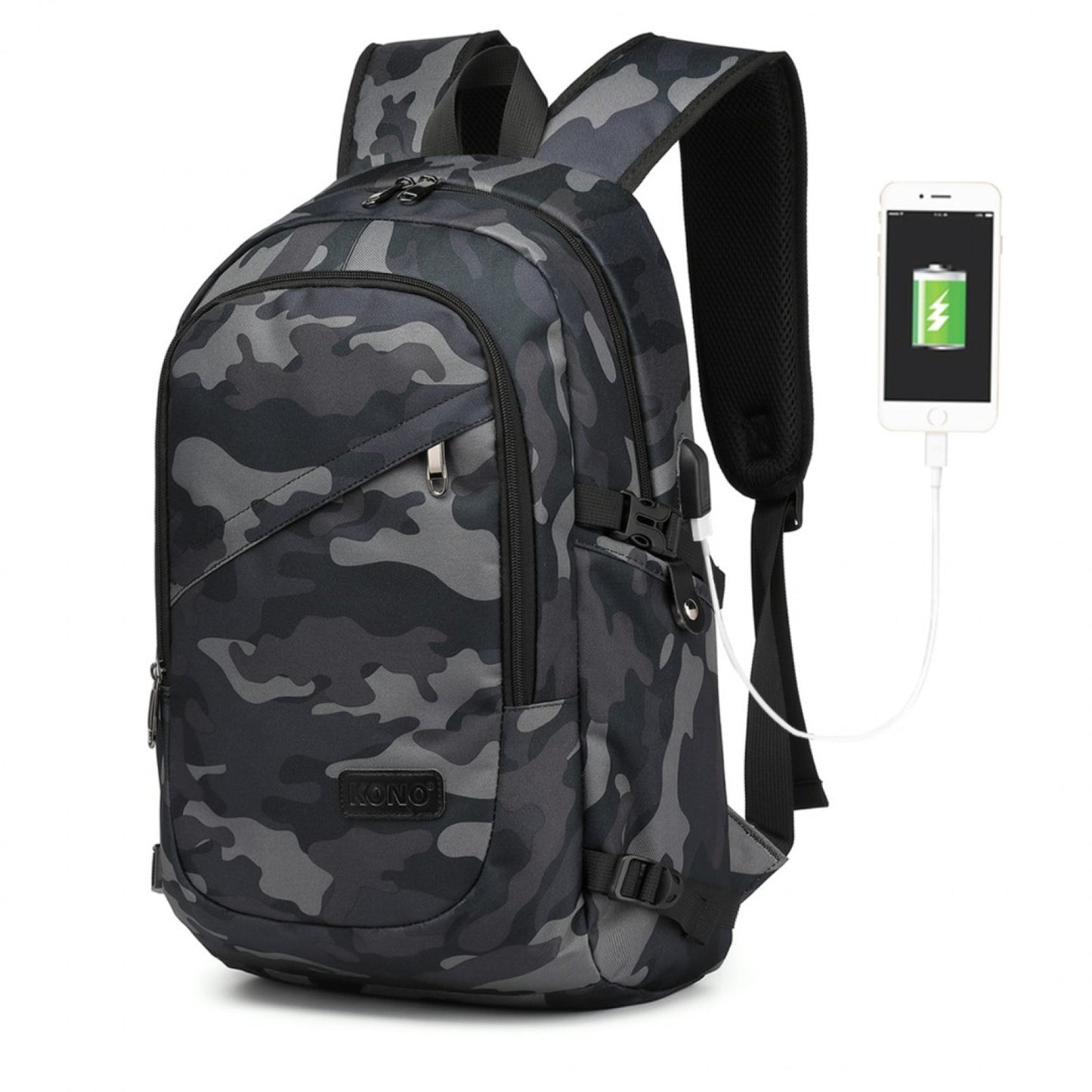 Kono Business Laptop Backpack with USB Charging Port (E6715) - Camo