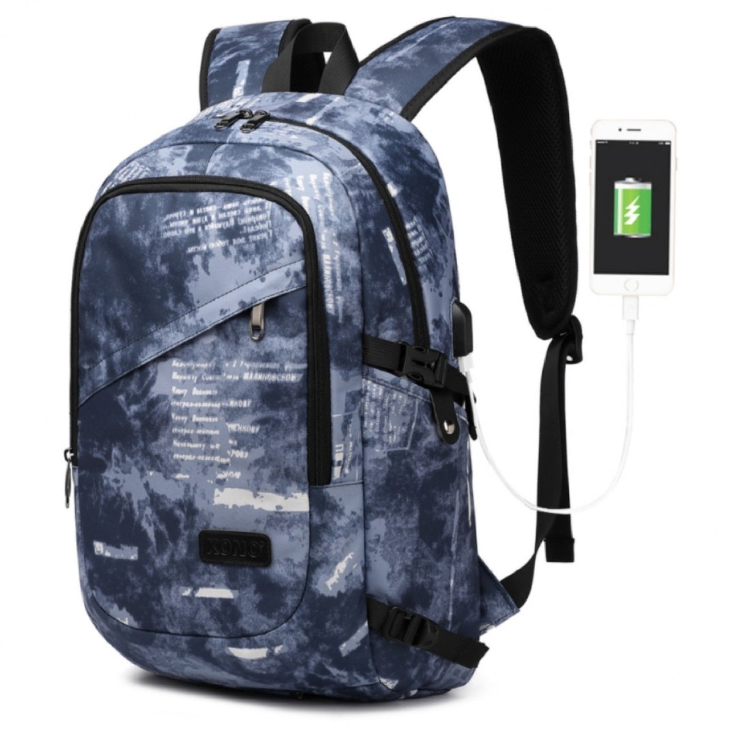 Kono Business Laptop Backpack with USB Charging Port (E6715) - Cloudy Blue