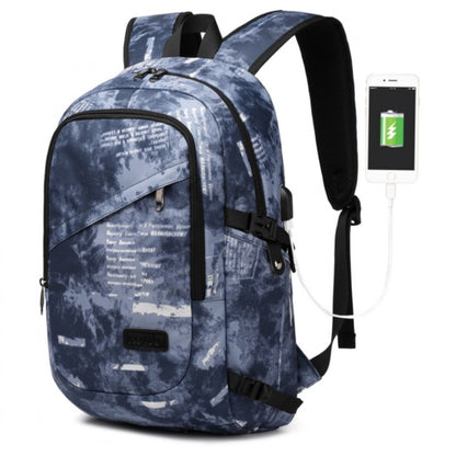 Kono Business Laptop Backpack with USB Charging Port (E6715) - Cloudy Blue