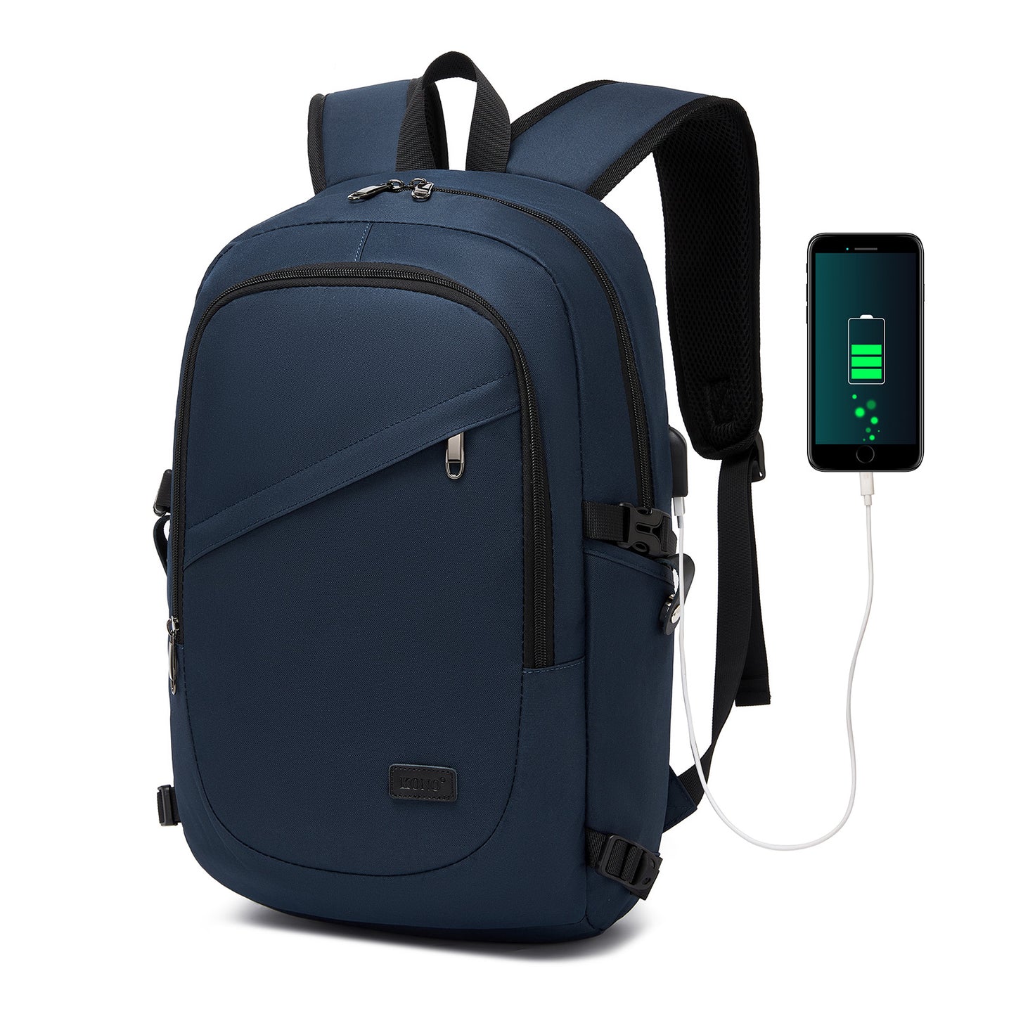 Kono Business Laptop Backpack with USB Charging Port (E6715) - Dark Blue