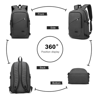 Kono Business Laptop Backpack with USB Charging Port (E6715) - Dark Grey