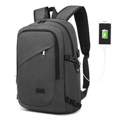 Kono Business Laptop Backpack with USB Charging Port (E6715) - Dark Grey