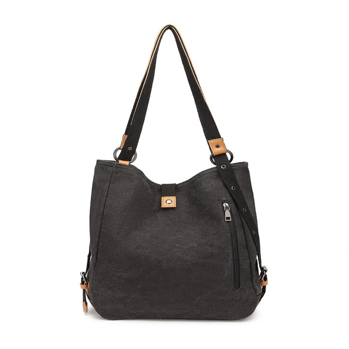 Kono Casual Canvas Dual-Use Bag Large Capacity Shoulder Bag and Backpack (E6850-1) - Black
