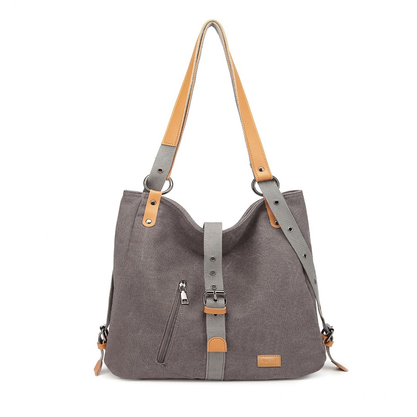 Kono Casual Canvas Dual-Use Bag Large Capacity Shoulder Bag and Backpack (E6850-1) - Grey